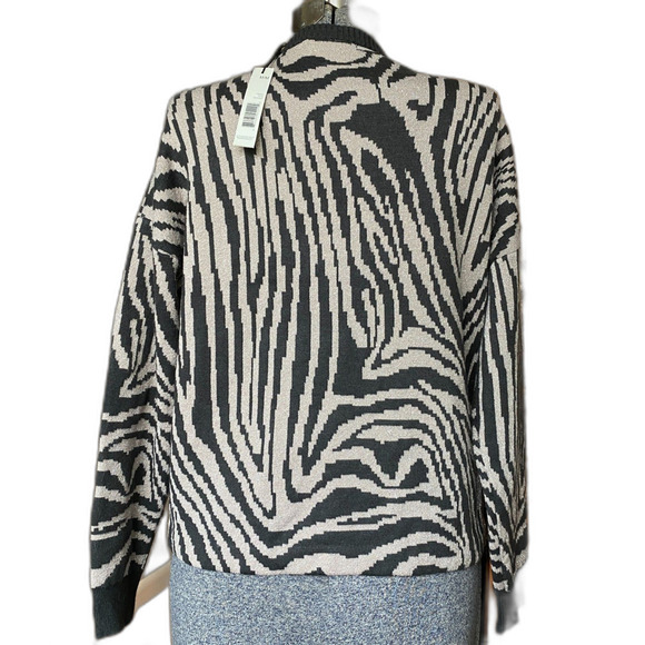 T Tahari Zebra Print Metallic Cashmere Blend Sweater New With Tags Size M - Picture 3 of 9